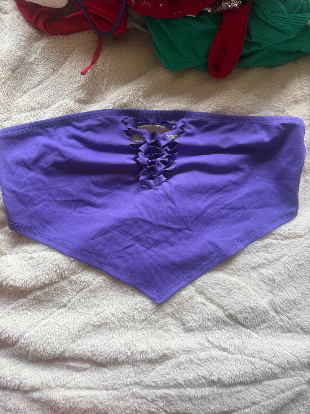 SHEIN Purple Lace-Up Bandeau Crop Top